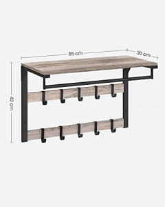 Cuier cu raft Model Thornton, Negru/Ivoire, 65x30x42 cm - Img 6