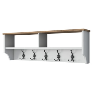 Cuier cu rafturi Model Mosley, Alb/Nuc, 120x37.2x22.2 cm - Img 9
