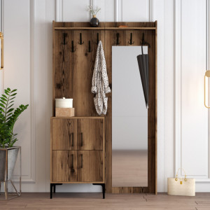 Cuier hol cu dulap Model Berlin, Nuc, 120x35x200 cm - Img 1