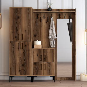 Cuier hol cu dulap Model Berlin, Nuc, 180x35x200 cm