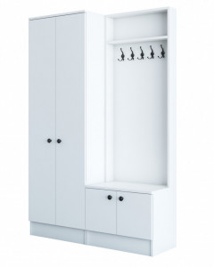Cuier hol cu dulap Model Bruce, Alb, 119.6x37.3x182.8 cm - Img 8