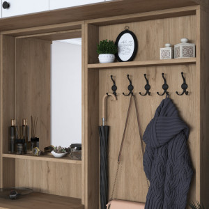 Cuier hol cu dulap Model Shaffer, Alb/Nuc, 179.6x37.5x226.4 cm - Img 8