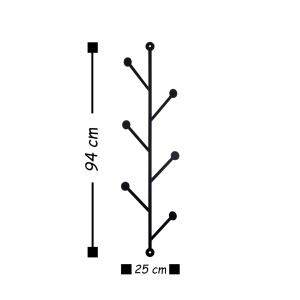 Cuier metalic Model Rod, Negru, 25x0.2x94 cm - Img 3
