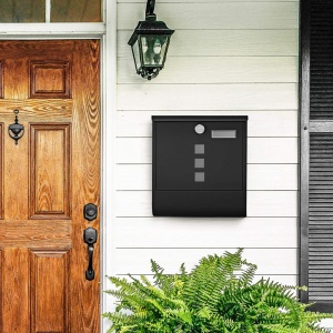 Cutie de scrisori Songmics, 24 x 30 cm, Black, compartiment pentru ziar - Img 6