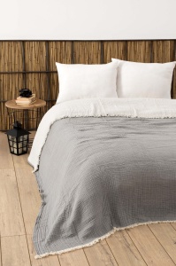 Cuvertura pentru Pat Dublu Model Muslin Grey (170 x 250) v2