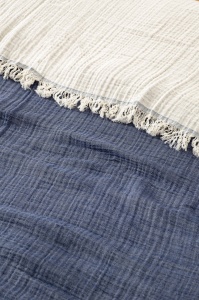 Cuvertura pentru Pat Dublu Model Muslin Navy Blue v2 - Img 2