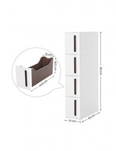 Dulap de depozitare cu sertare, Songmics, Alb/Maro, 45 x 17 x 83 cm, KFR08WT - Img 5