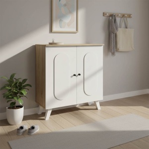 Dulap de pantofi Cathi, alb/sonoma, 80x34x95 cm