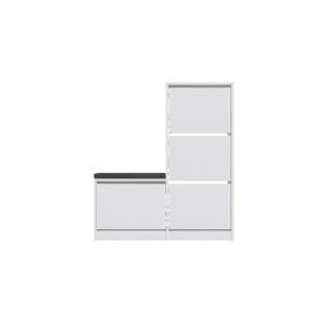 Dulap de pantofi cu banca Dude Alb 105x118.5x26 cm - Img 4