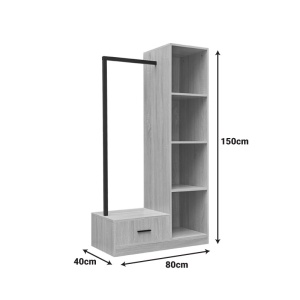 Dulap Erdeco, natural, 80x40x150 cm - Img 3