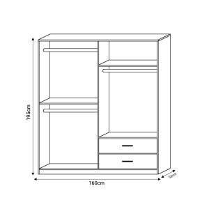Dulap haine Edritte, nuc deschis, 160x52x195 cm - Img 5