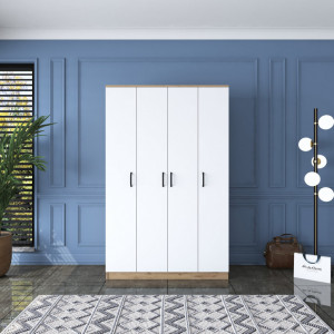 Dulap haine Model BA116, Stejar/Alb , 120x47.3x190.8 cm - Img 3