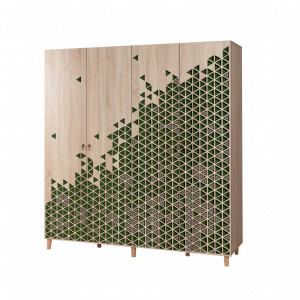 Dulap haine Model Imaj-121, Stejar/Verde, 180x52x192 cm - Img 5