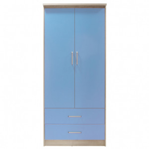 Dulap haine Model Looney, Stejar/Albastru, 81x57x183 cm - Img 4