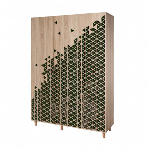 Dulap haine Model Mode-121, Stejar sonoma/Verde, 135x52x192 cm - Img 5