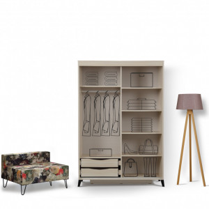 Dulap haine Model Pacific, Bej, 140x60x216 cm - Img 2