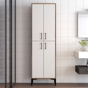 Dulap multifunctional Model Berlin, Alb/Nuc, 60x35x200 cm - Img 2