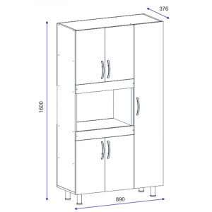 Dulap multifunctional Model Defne, Alb/Nuc, 89x37.5x160 cm - Img 5