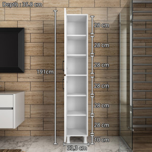 Dulap multifunctional Model M1, Alb, 33.3x35.8x191 cm - Img 7
