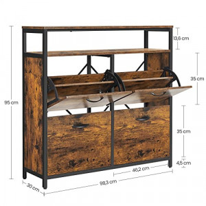 Dulap Pantofi Model Jacob, Negru, 98.3x30x96.5 cm - Img 5