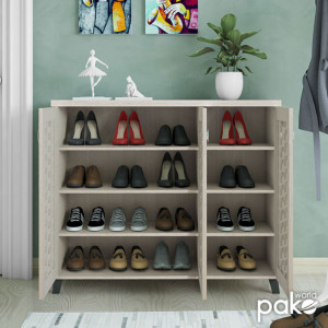 Dulap Pantofi Model Zion, Alb / Gri, 115,5x40x92 cm - Img 3