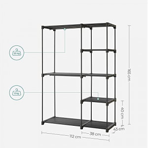 Dulap pentru haine, Songmics, Negru, 112x43x165 cm - Img 4