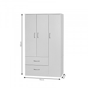 Dulap Zelia cu 2 usi si sertare culoare alb 90x42x180cm - Img 4