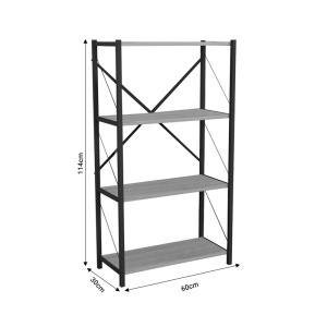 Etajeră Jackrey, stejar/negru, 60x30x114 cm - Img 4