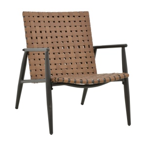 Fotoliu de exterior, Model Eamon, culoare negru si maro, metal si textil, 73.5x62x77 cm - Img 2