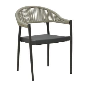 Fotoliu de exterior, Model Elation, culoare antracit, aluminiu si poliratan, 56x62x77 cm - Img 2