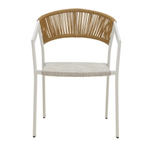 Fotoliu de exterior, Model Glisten, culoare alb si natural, aluminiu si poliratan, 56x62x77 cm - Img 10