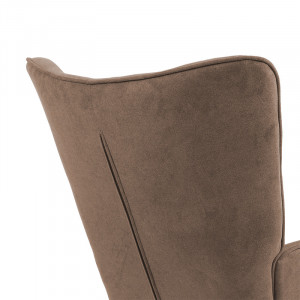 Fotoliu Fluffy material textil maro - culoare lemn natural 75x69x96cm - Img 6