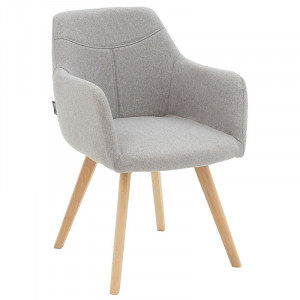Fotoliu Nasima material textil gri - culoare lemn natural 57x58x84cm