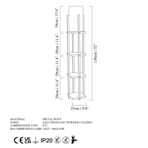Lampadar 7113 Negru 25x25x130 cm - Img 5