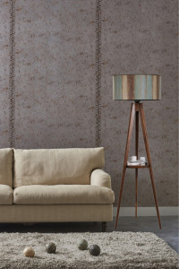 Lampadar Sehbali tripod lambader ceviz silindir renkli abajurlu Multicolor - Img 1