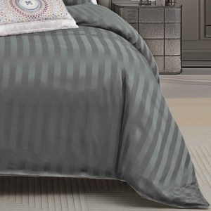Lenjerie cu elastic 140x200 cm, Damasc, Atlas V3 Gri Inchis (Finet) - Img 2
