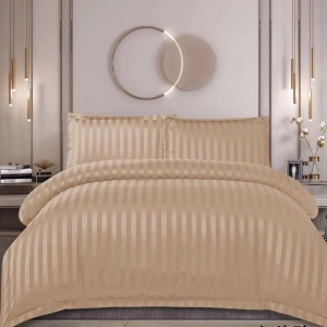 Lenjerie cu elastic 160x200 cm, Damasc, Rebra Cappuccino, 4 Piese (Finet)