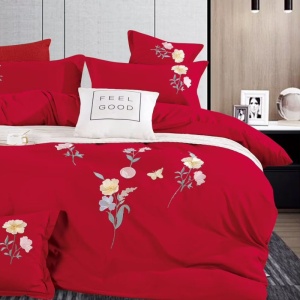 Lenjerie cu Elastic 180x200 cm, cu broderie, Sandro V5 Red (Finet) - Img 3
