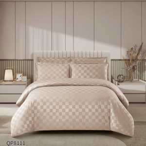 Lenjerie cu elastic 180x200cm, Damasc, Cubic V12 Cappuccino (Finet)