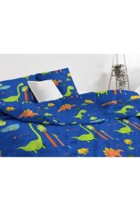 Lenjerie de pat 1 Persoana Model Dinolar Dark Blue - Img 3