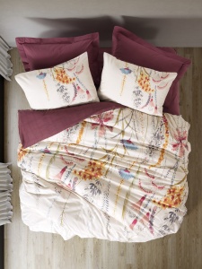Lenjerie de pat 1 Persoana Model Flos Claret Red