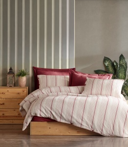 Lenjerie de pat dublu Model Avva Claret Red