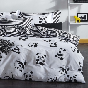Lenjerie de pat dublu Model Panda Black