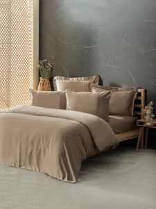 Lenjerie de pat dublu Model Silky Beige - Img 1