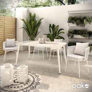 Masa de Gradina Zeren Alb Marble 160x90x78 cm - Img 2