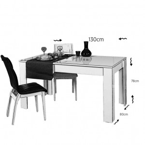Masa Extensibila Model Korbin, 130-170x80x78 cm, Alb lucios - Img 5