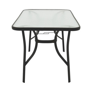 Masă grădină, Pako World, model Ensure, Metal si Sticla Securizata, Negru, 140 x 80 x 70 cm - Img 4