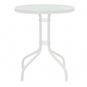 Masa gradina, Pako World, model Watson, structura metal, blat sticla securizata, Alb, Φ60x70cm - Img 3