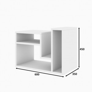 Masuta Auxiliara Model Enzo, 60x35x45 cm, Alb - Img 3