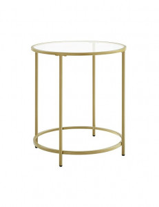 Masuta de Cafea Model Araceli, 50x50x55 cm, Auriu, Blat Sticla securizata